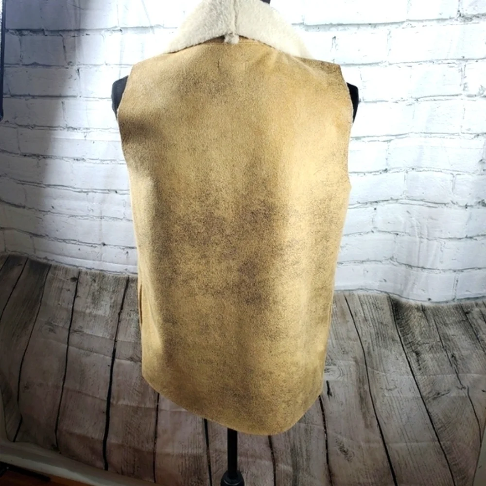 Ecote' brown leather sherpa vest Size Small